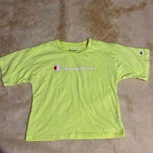 Champion Women's Heritage Cropped Tee Lively Lime Vintage Script